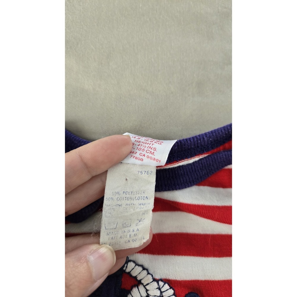 Vintage Buster Brown Sailor Anchor Dress 4T USA Red White Stripe Nautical Cute - Picture 4 of 5